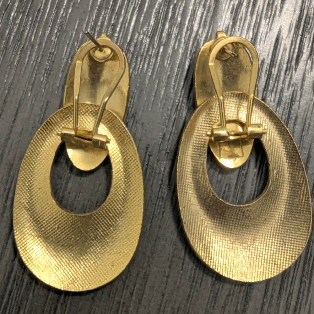 🐦 Vintage Cloisonné Enamel Crane Statement Earrings | 1970s Asian Motif - Picture 3 of 6